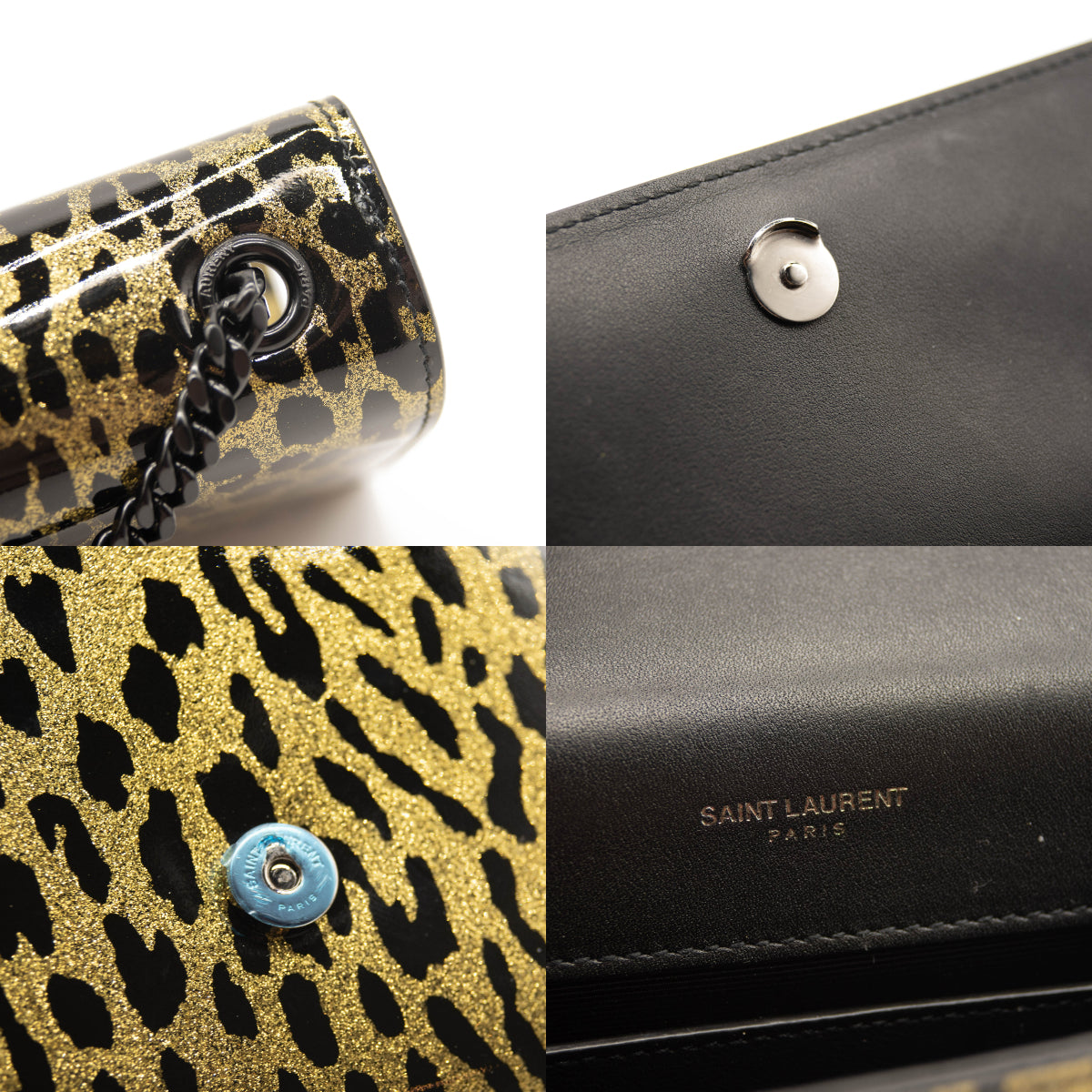 NEW Saint Laurent Monogram Small Kate Glitter Leopard Small Classic Woc