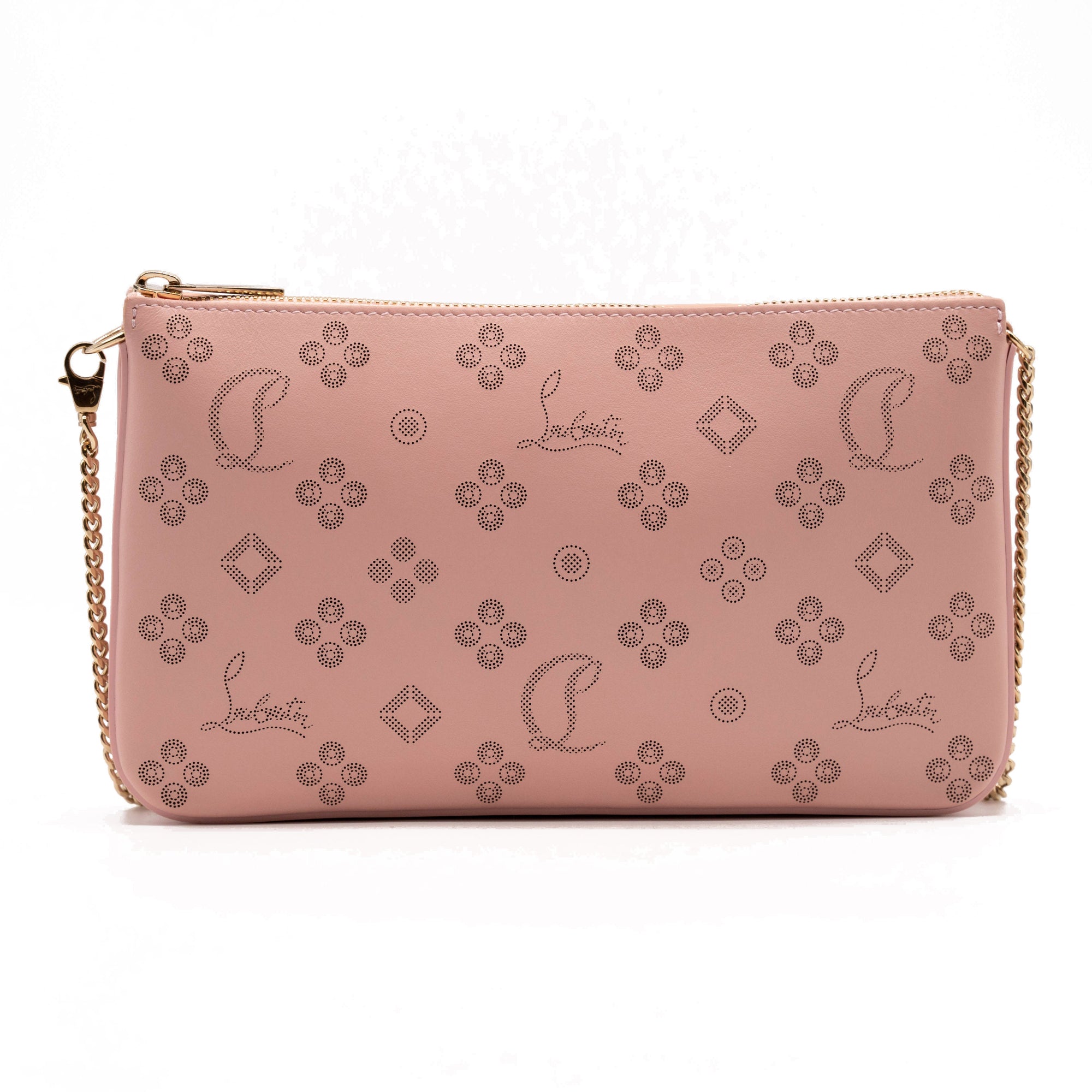 Christian Louboutin Loubila Loubinthesky Laser Perforated Leather Pouch Pink