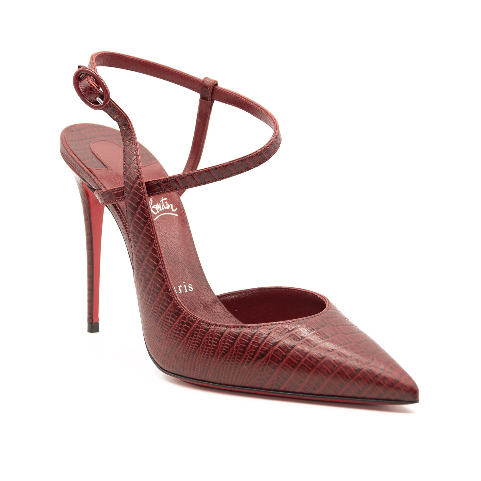 NEW Christian Louboutin Jenlove Lizard Embossed Pointed Toe Pump EU 39