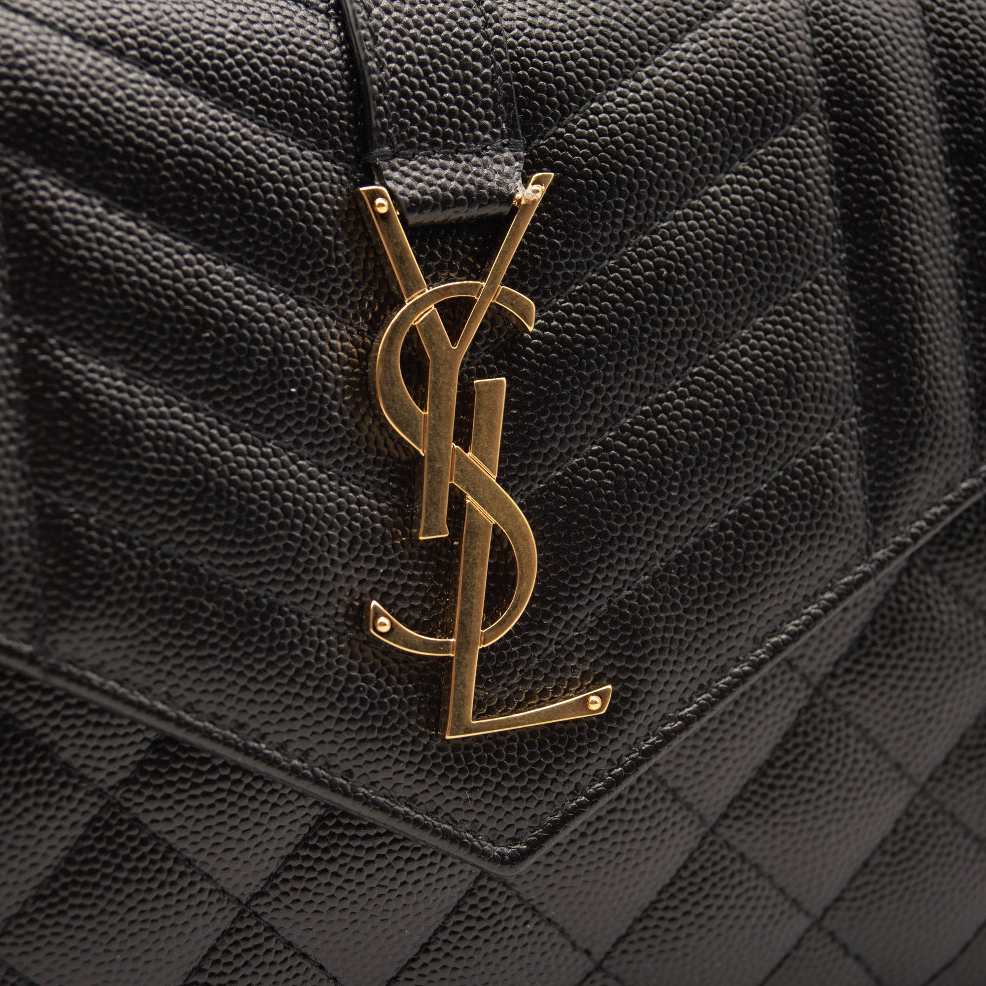 Saint Laurent Classic Monogram Chain Wallet Mixed Matelasse Leather Medium Black Gold