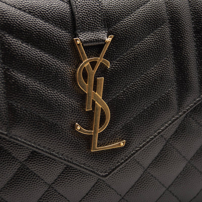 Saint Laurent Classic Monogram Chain Wallet Mixed Matelasse Leather Medium Black Gold