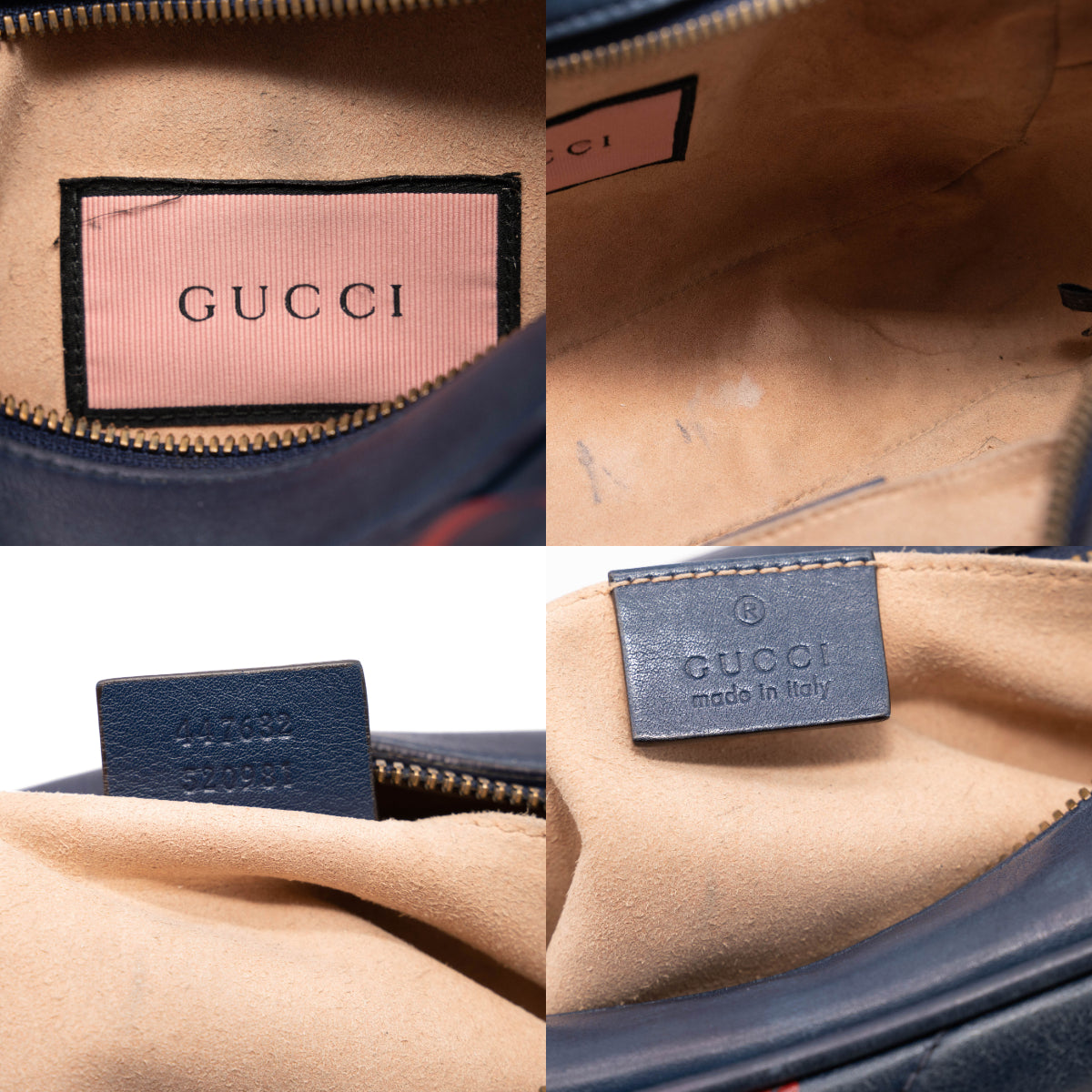 Gucci Marmont Calfskin Matelasse Gucci ghost Chain Blue Leather Shoulder Bag