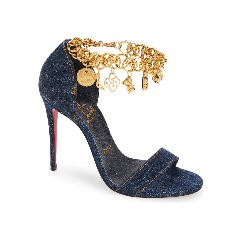 NEW Christian Louboutin Gourmi Denim Sandal Size EU 39 Pumps Heels