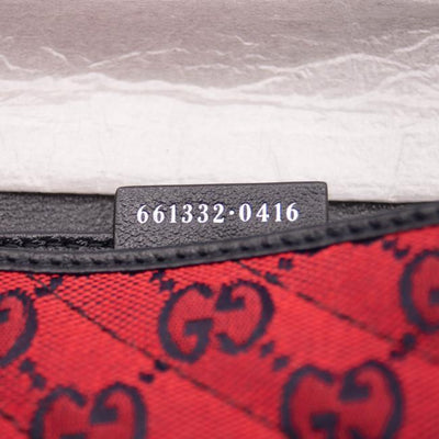 NEW Gucci GG Marmont Monogram Multicolor Matelasse Diagonal Super Mini Red Canvas Shoulder Bag