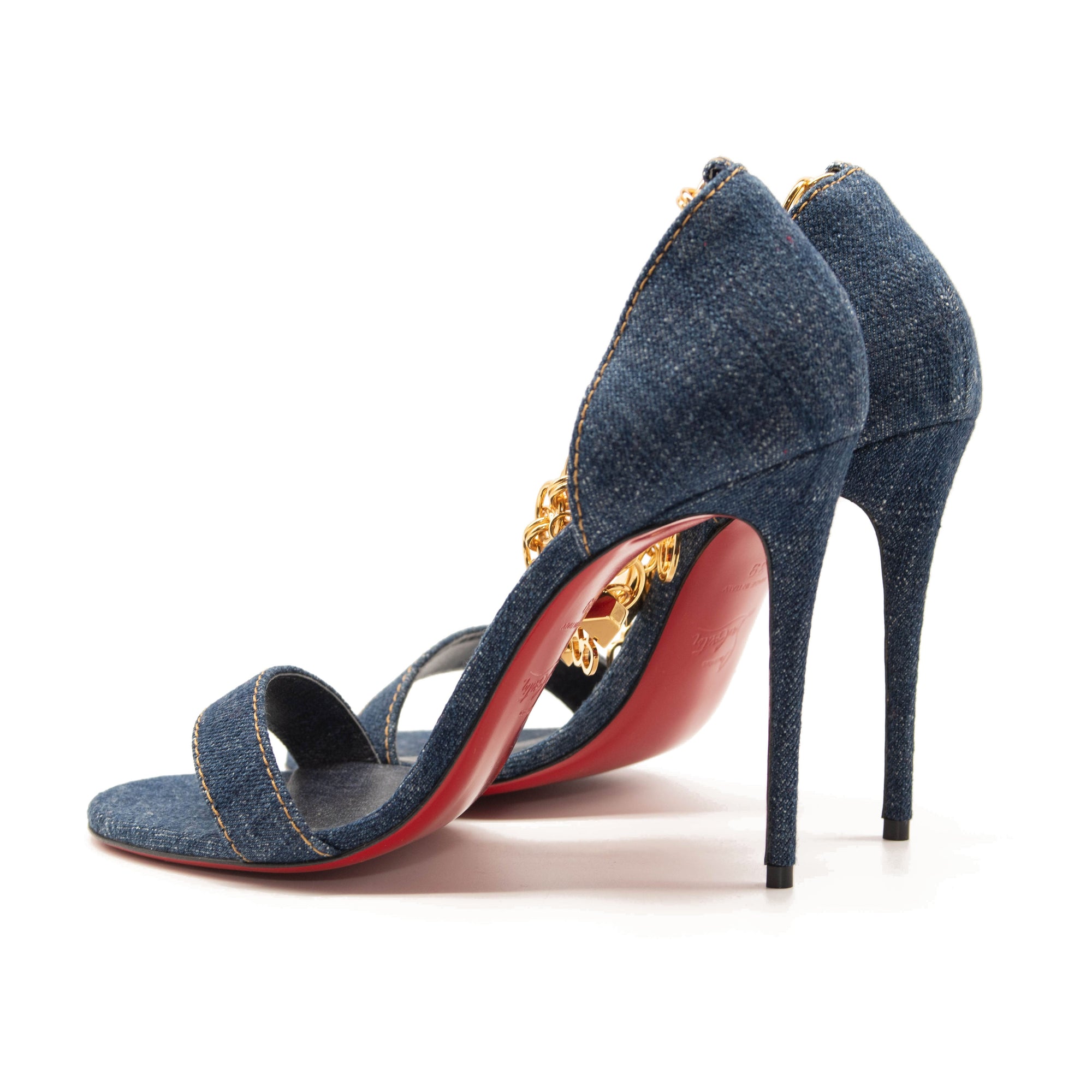 NEW Christian Louboutin Gourmi Denim Sandal Size EU 39 Pumps Heels