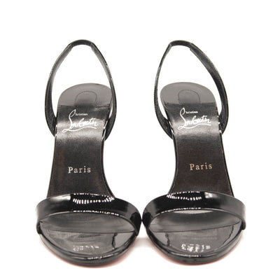 NEW Christian Louboutin Astrid Slingback Sandal EU 37.5 Black Patent Heels Pumps