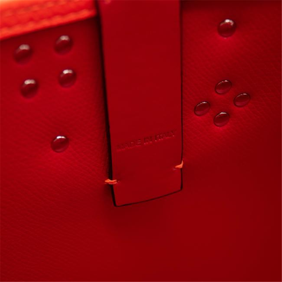 NEW Christian Louboutin Small Cabata Studded Orange Leather Tote
