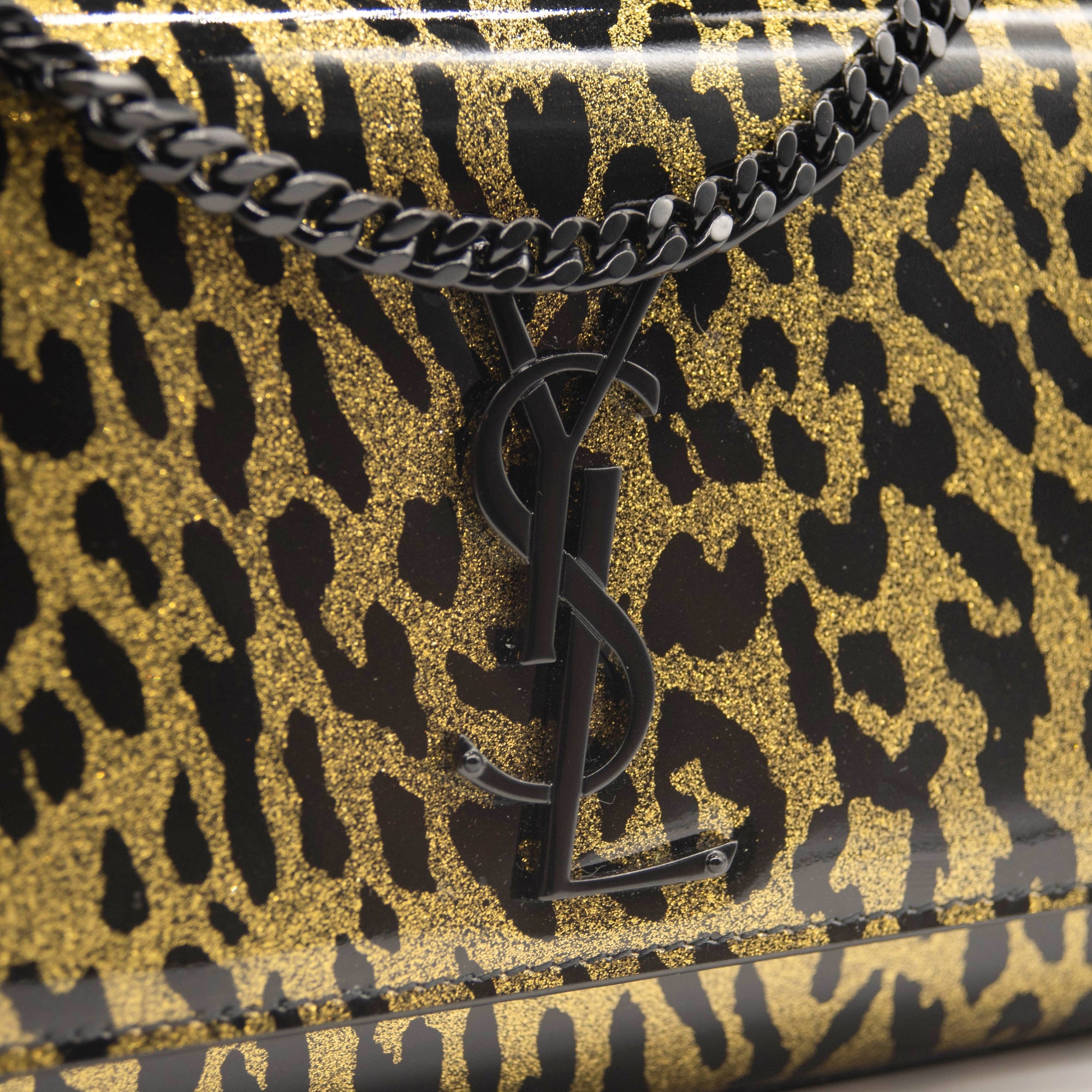 NEW Saint Laurent Monogram Small Kate Glitter Leopard Small Classic Woc