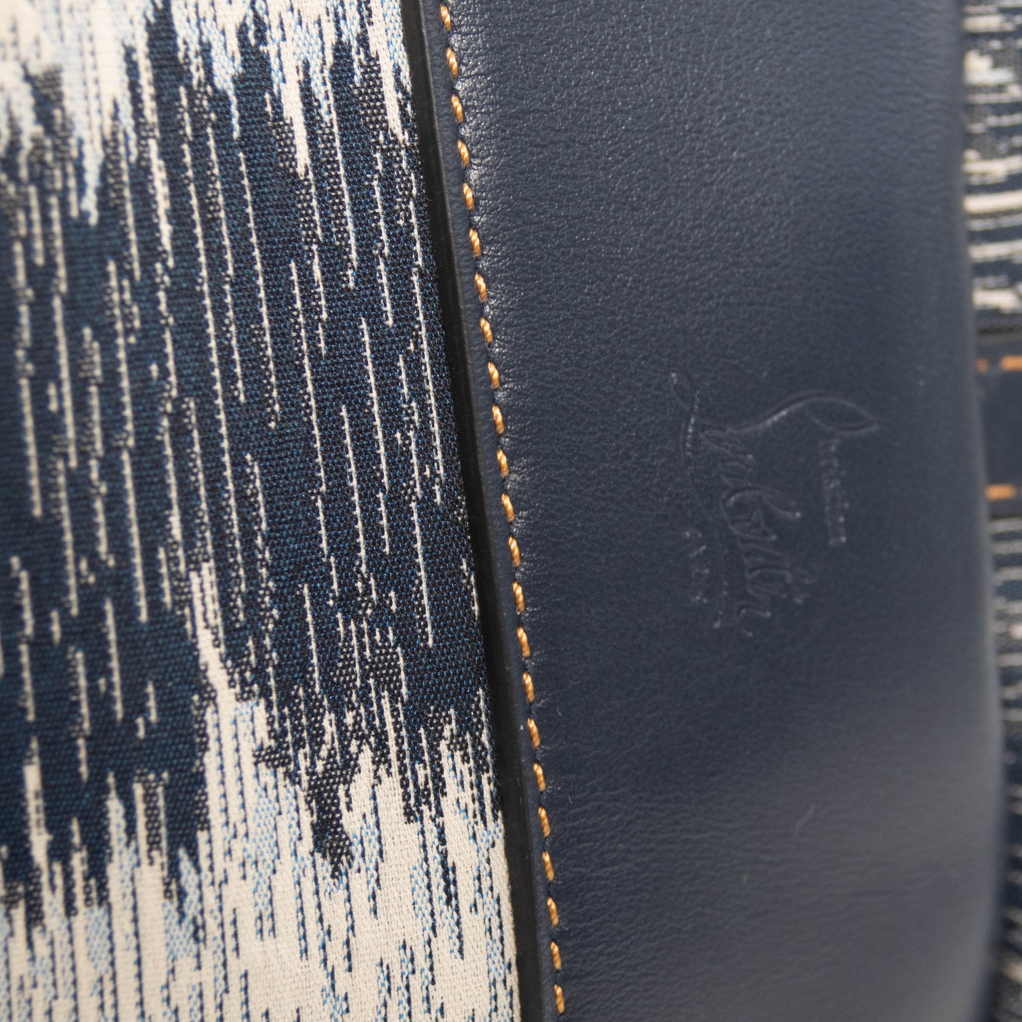 NEW Christian Louboutin Frangibus Medium Embroidered Tote Denim Orange Logo