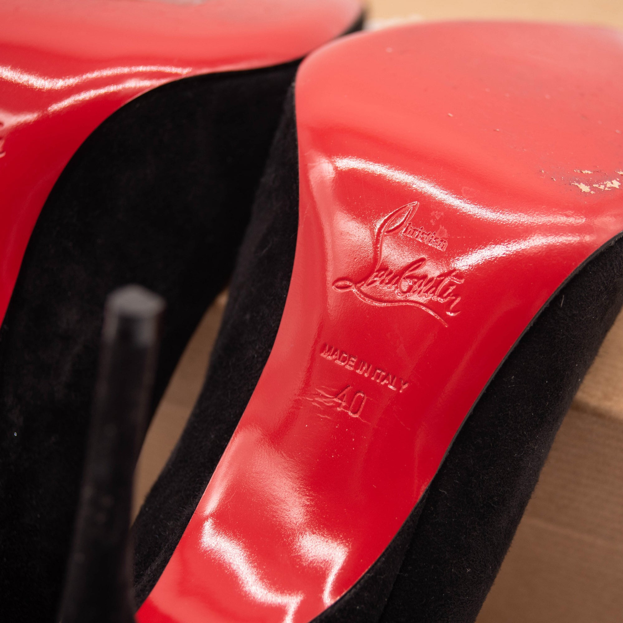 Christian Louboutin Alminette 100 Loubi Black Suede Pointed Classic Heel Pump