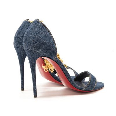 NEW Christian Louboutin Gourmi Denim Sandal Size EU 39 Pumps Heels