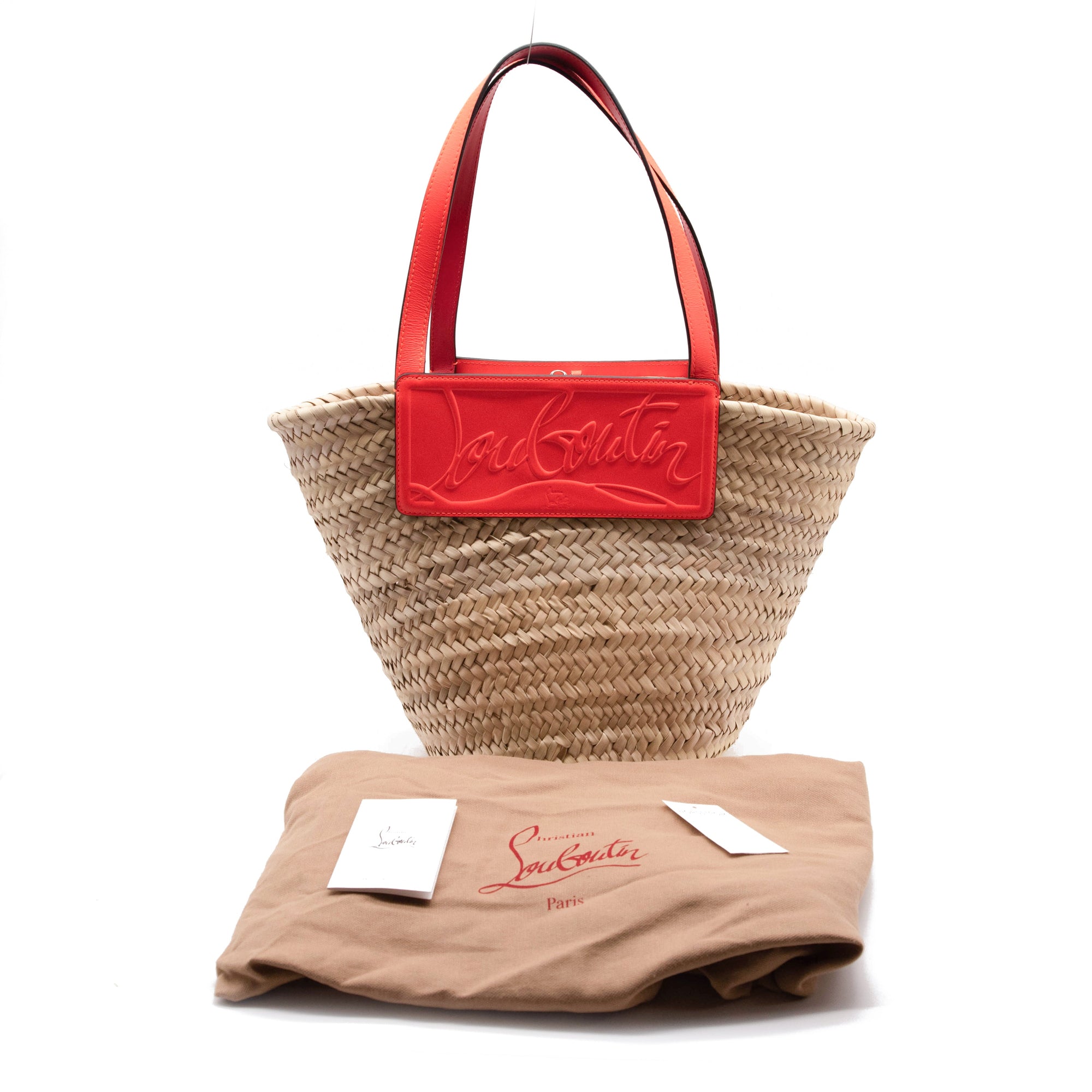 Christian Louboutin Christian Louboutin Loubishore Logo Straw Tote Orange