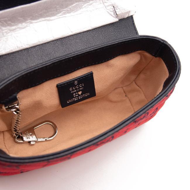 NEW Gucci GG Marmont Monogram Multicolor Matelasse Diagonal Super Mini Red Canvas Shoulder Bag