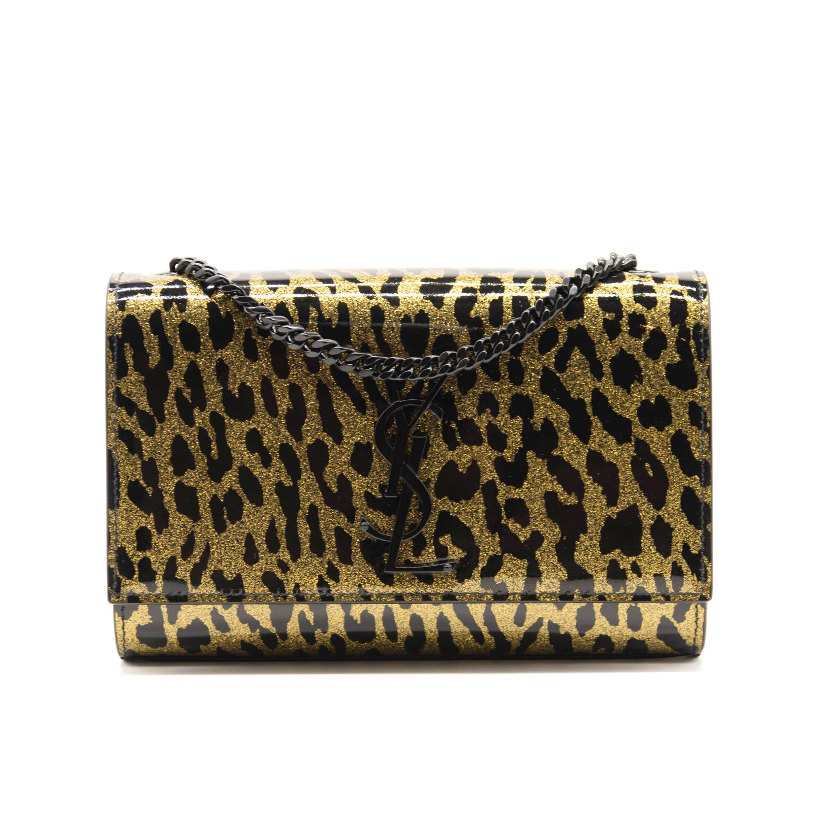 NEW Saint Laurent Monogram Small Kate Glitter Leopard Small Classic Woc