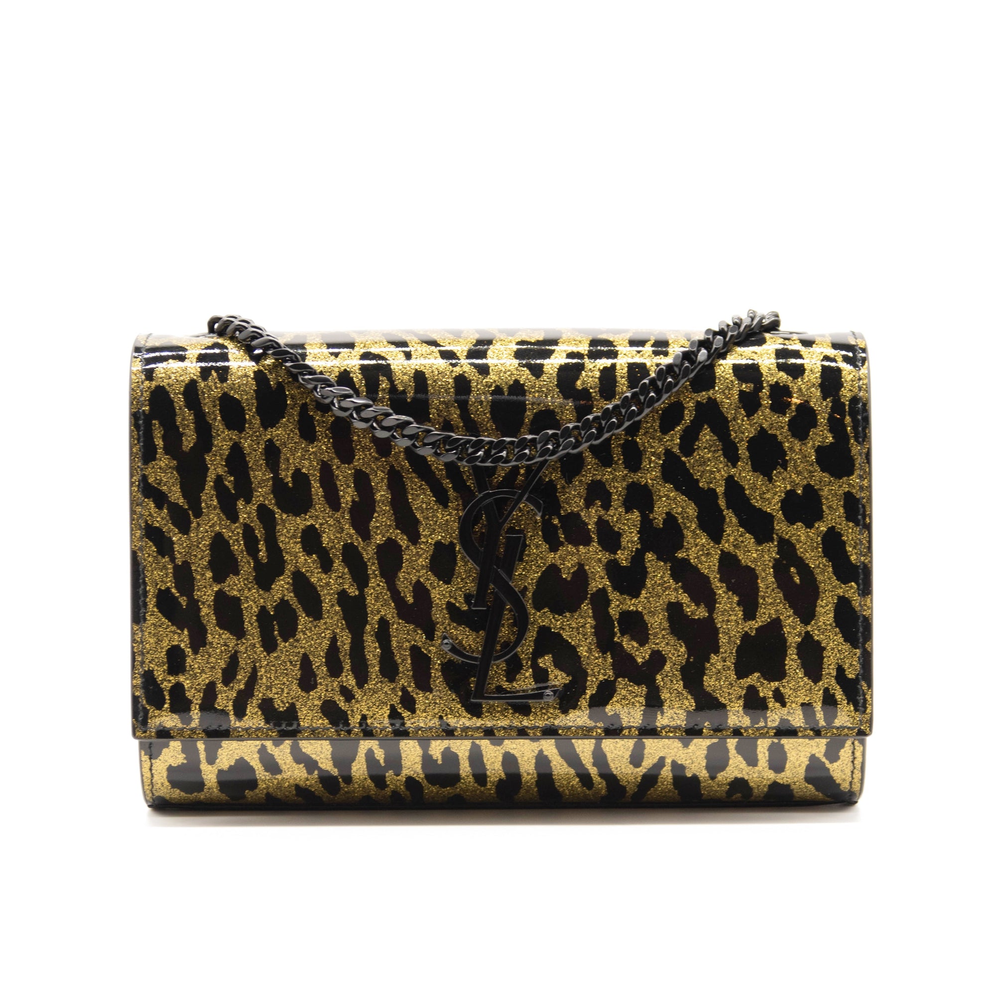 NEW Saint Laurent Monogram Small Kate Glitter Leopard Small Classic Woc