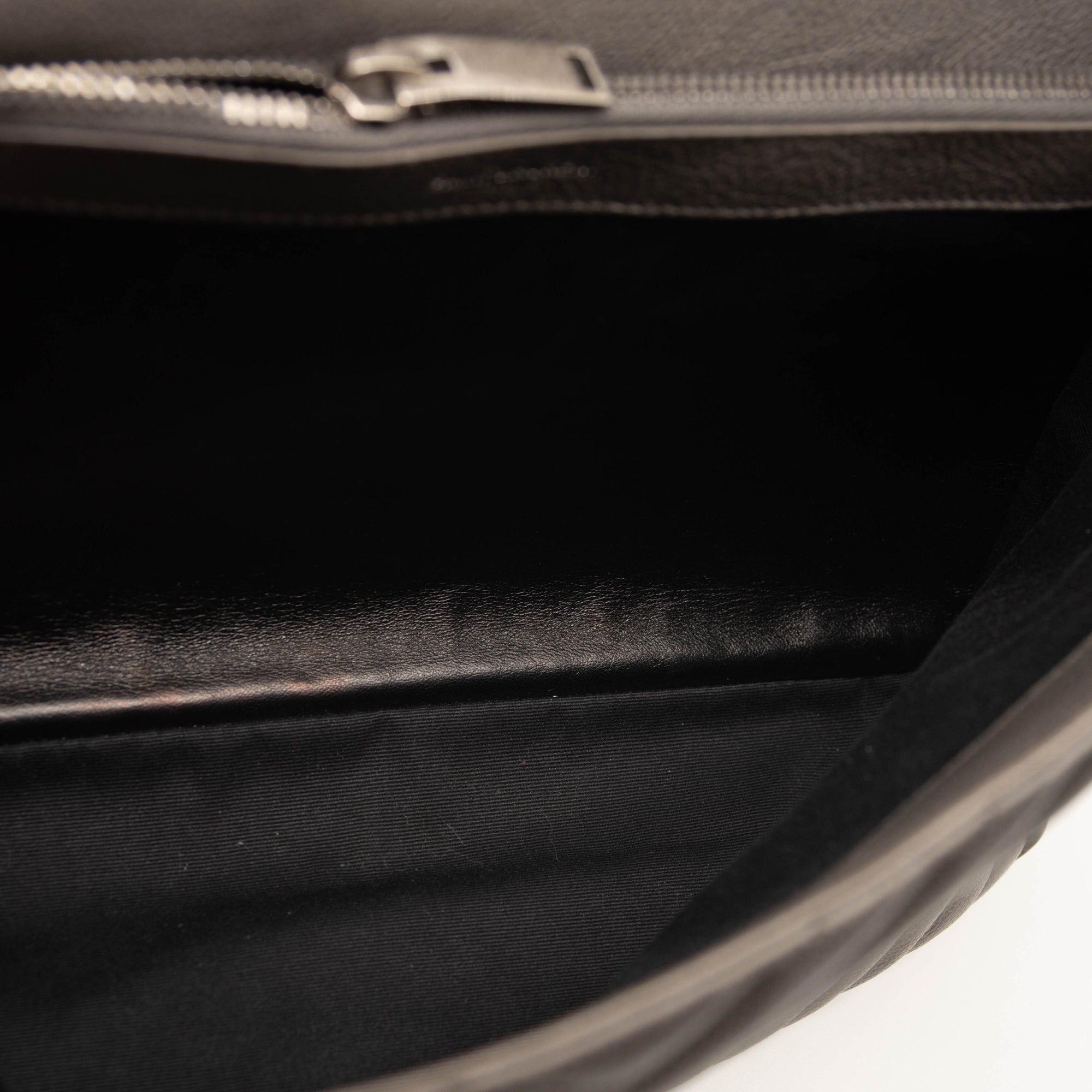 Saint Laurent Sheepskin Matelasse Chevron Monogram Large College Satchel Dark Anthracite