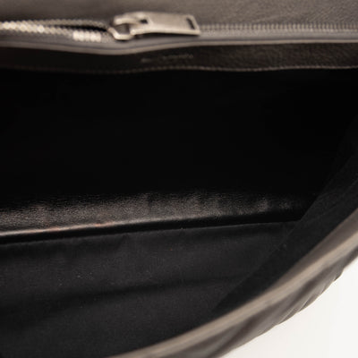 Saint Laurent Sheepskin Matelasse Chevron Monogram Large College Satchel Dark Anthracite
