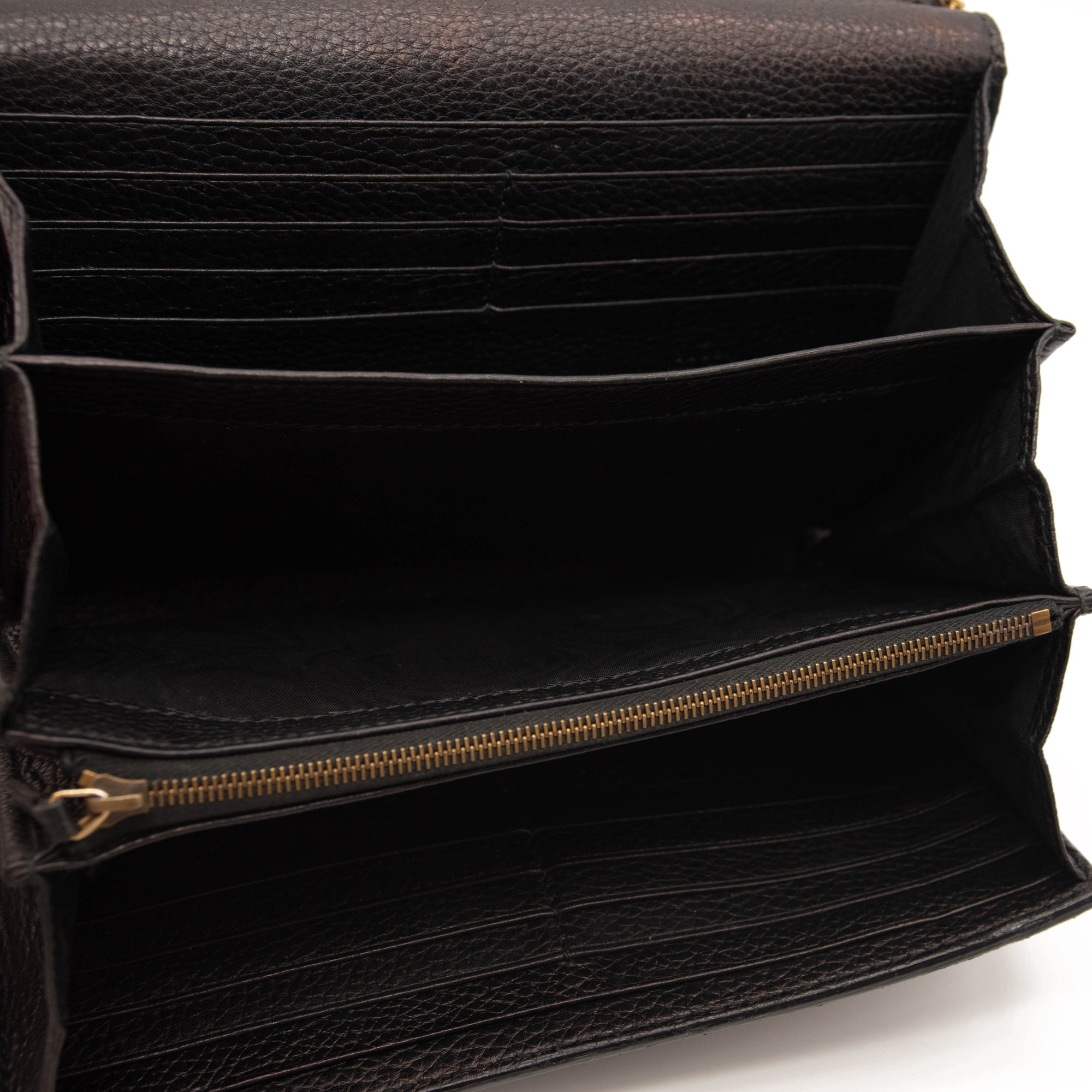Gucci Marmont Chain Wallet Black Leather Shoulder Bag WOC GG Crossbody