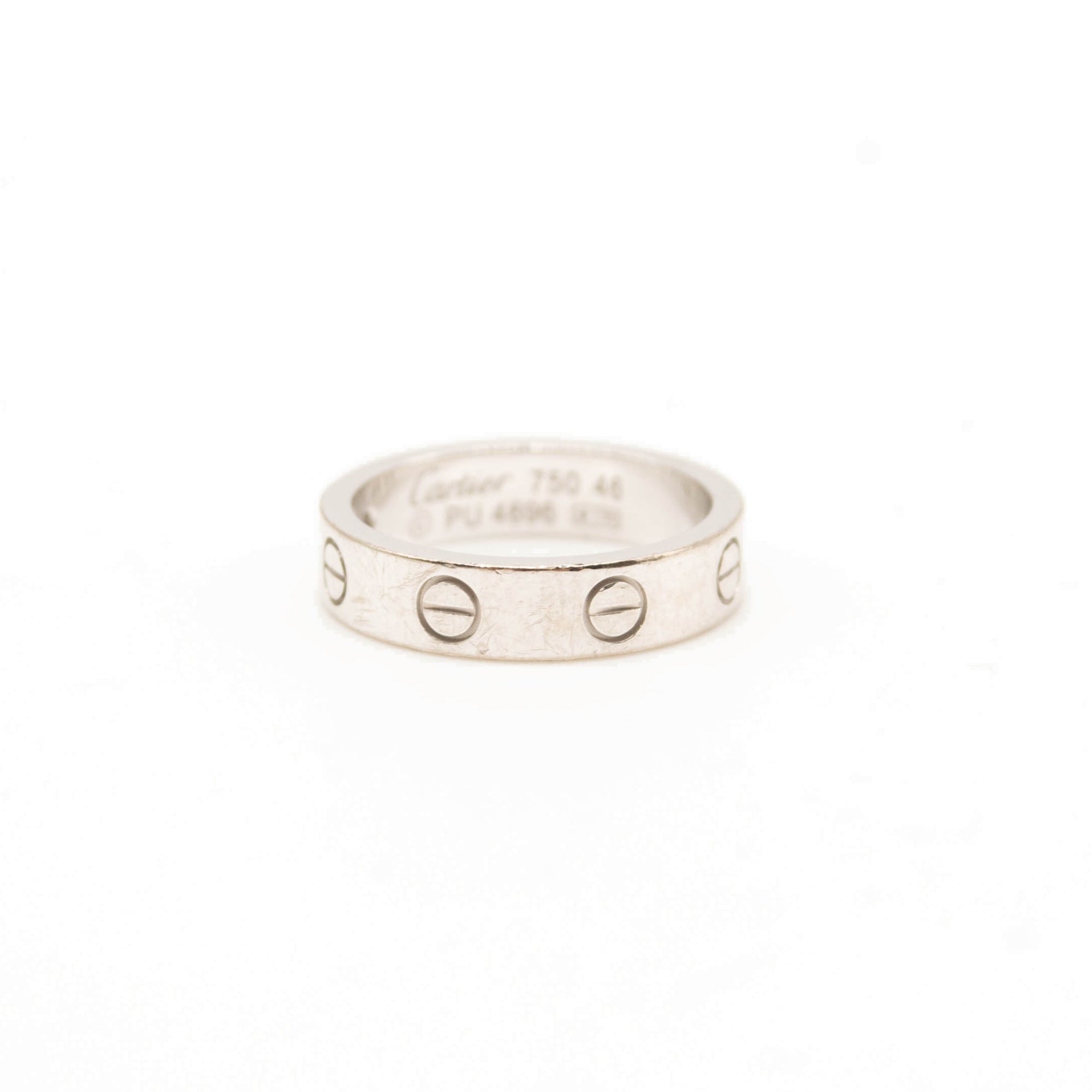 Cartier 18k White Gold Diamond 4mm Wedding Band LOVE Ring 46 US 3.75