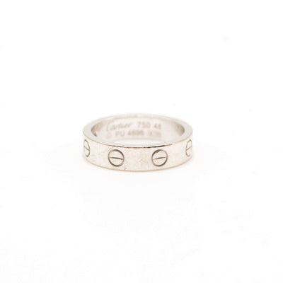 Cartier 18k White Gold Diamond 4mm Wedding Band LOVE Ring 46 US 3.75