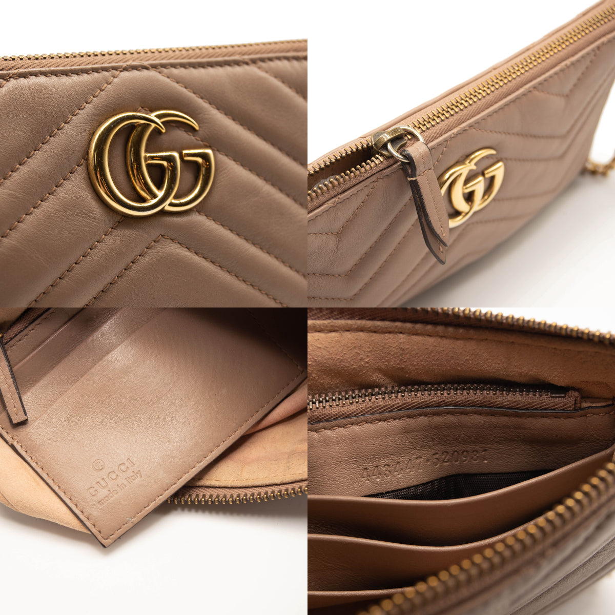 Gucci Calfskin Matelasse Mini GG Marmont Chain Bag Porcelain Rose