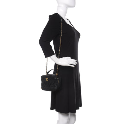 Chanel Calfskin Quilted CC Small Vanity Case Black
