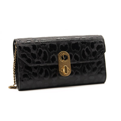 NEW Christian Louboutin Belt Elisa Embossed Black Leather Messenger Bag
