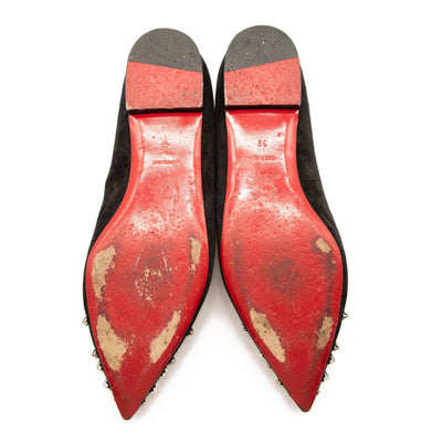 Christian Louboutin Drama Studded Suede Ballet Flats In Black 39