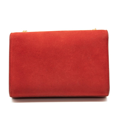 Saint Laurent Suede Small Classic Monogram Kate Tassel Satchel Red