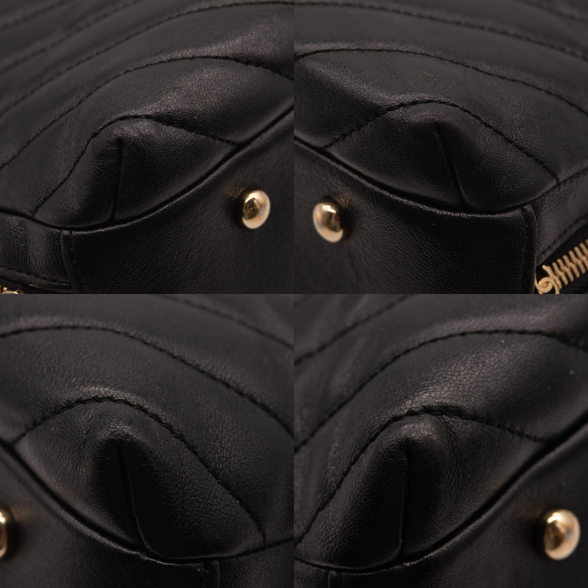 Chanel Lambskin Chevron Quilted Small Trendy CC Bowling Bag Black with Gold Hardware