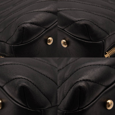 Chanel Lambskin Chevron Quilted Small Trendy CC Bowling Bag Black with Gold Hardware