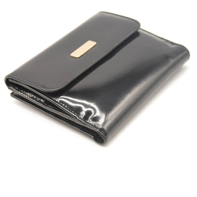 Gucci Vintage Leather French Purse Wallet Bifold Card Holder Black Patent
