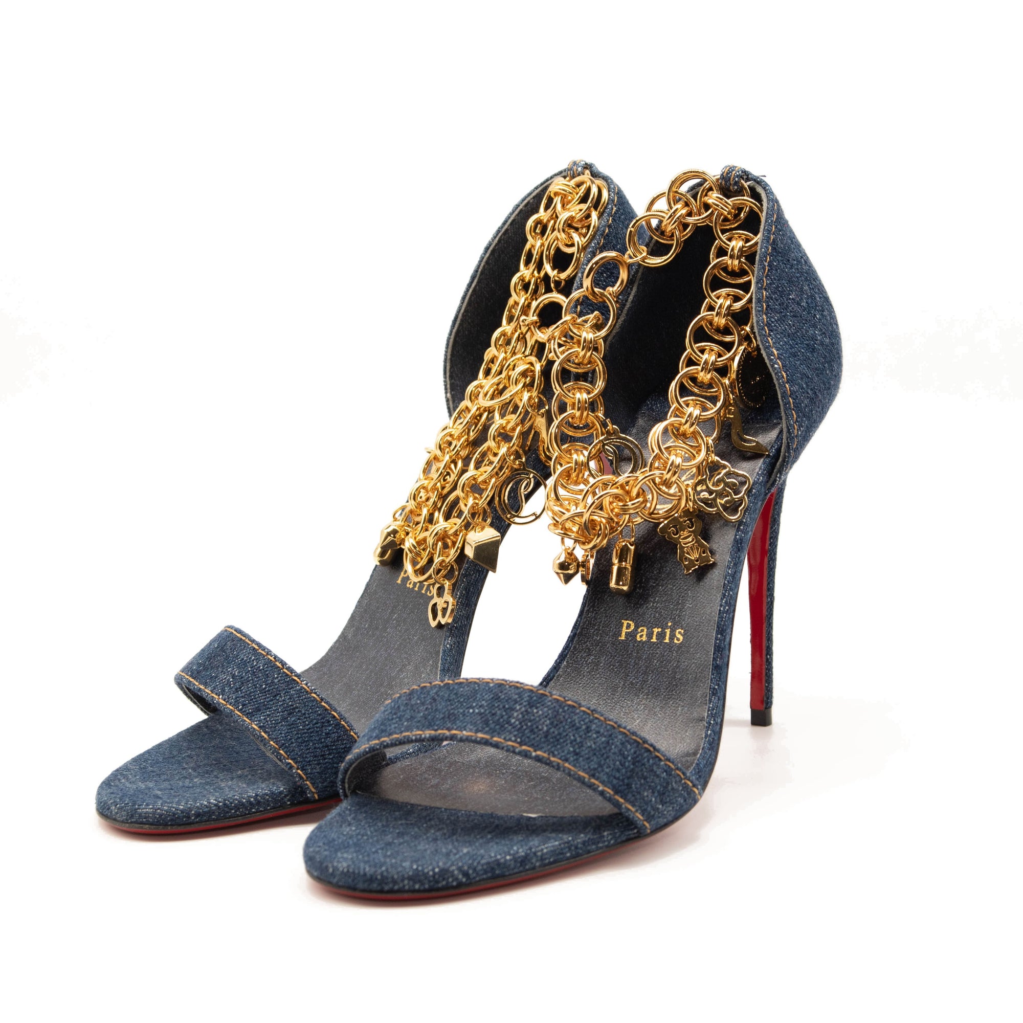 NEW Christian Louboutin Gourmi Denim Sandal Size EU 39 Pumps Heels
