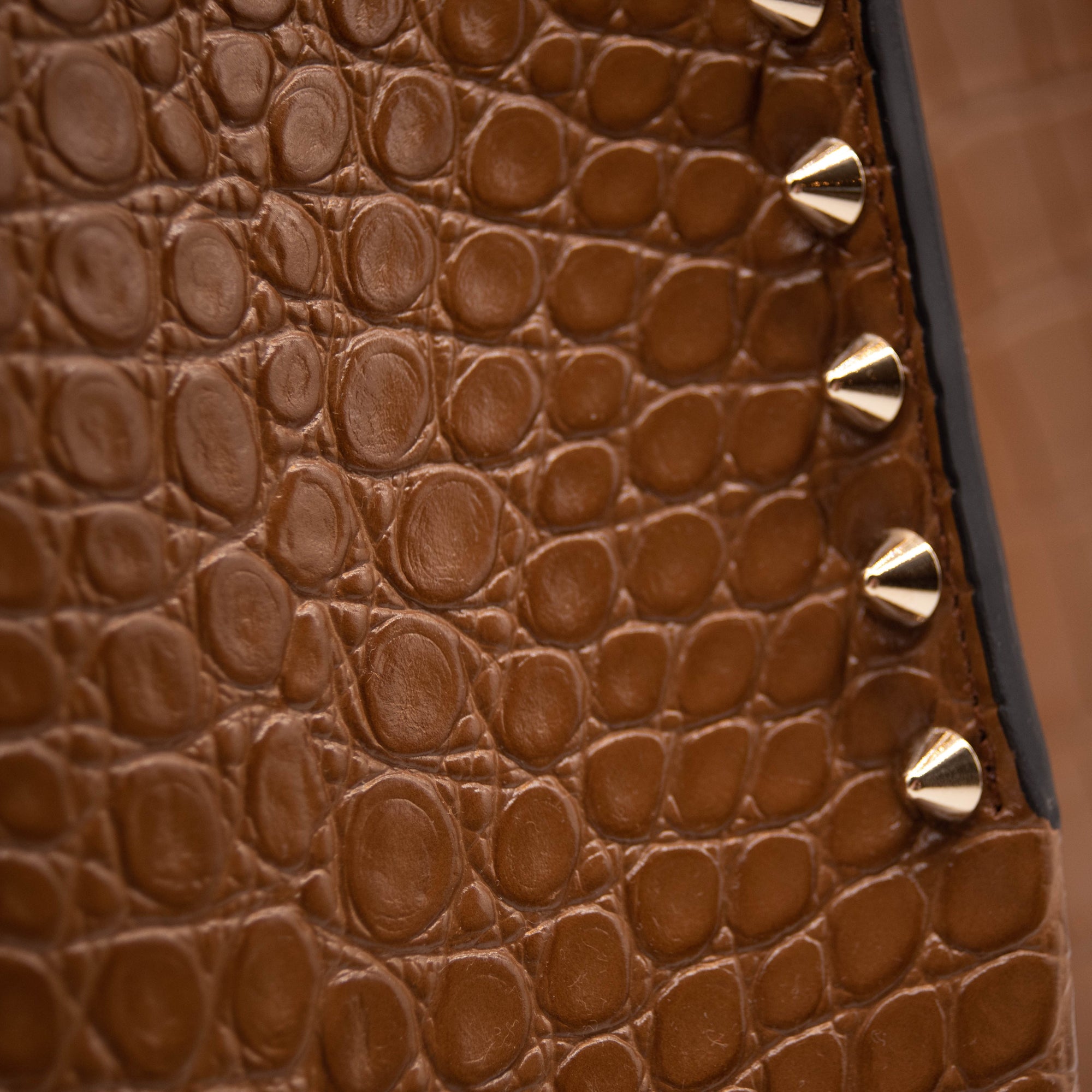 NEW Christian Louboutin Large Cabarock Croc Embossed Leather Tote Brown