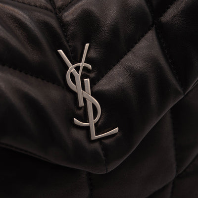 NEW Saint Laurent Lambskin Quilted Mini Loulou Puffer Monogram Chain Satchel Black