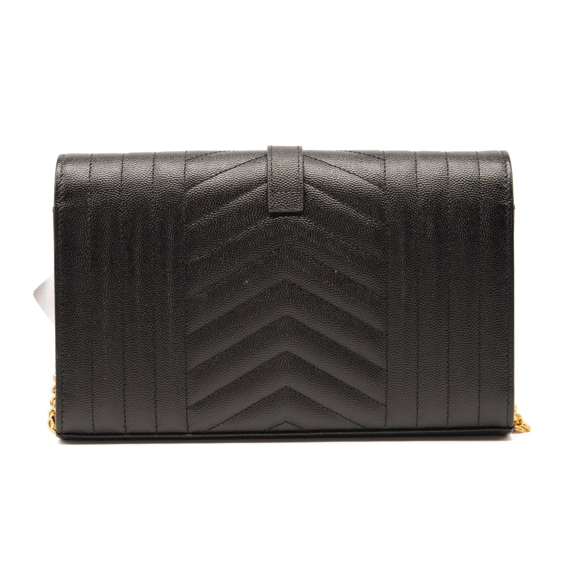 Saint Laurent Classic Monogram Chain Wallet Mixed Matelasse Leather Medium Black Gold