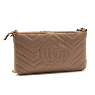 Gucci Calfskin Matelasse Mini GG Marmont Chain Bag Porcelain Rose