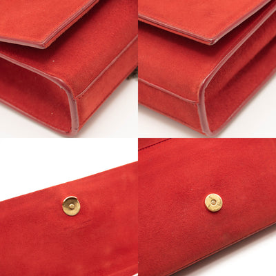 Saint Laurent Suede Small Classic Monogram Kate Tassel Satchel Red
