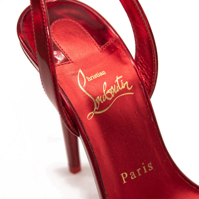 Christian Louboutin Astrid Slingback Sandal Red Metallic Size 38.5 EU