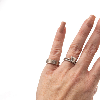 Cartier 18K White Gold 3 Diamond 5.5mm LOVE Ring 49 4.75