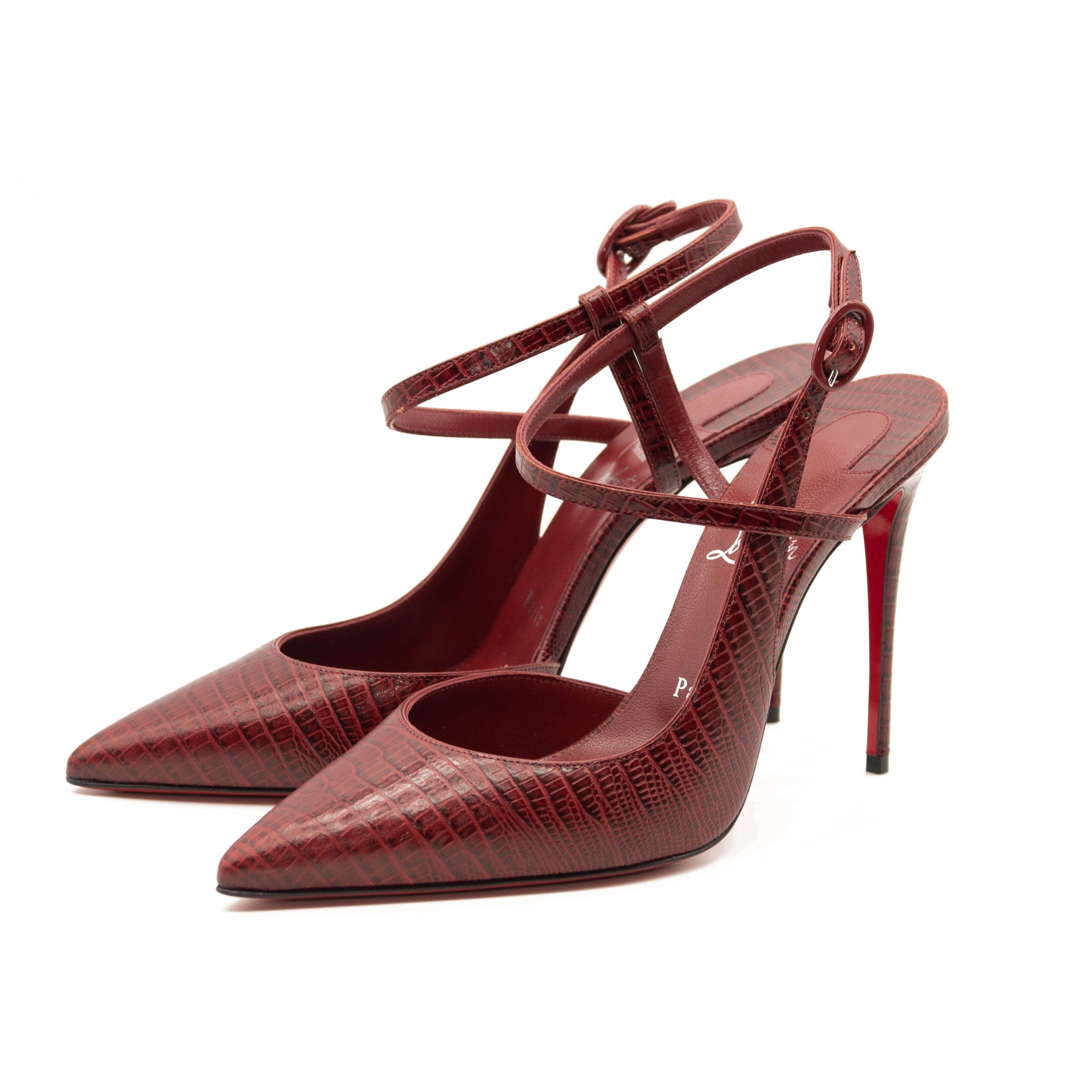 NEW Christian Louboutin Jenlove Lizard Embossed Pointed Toe Pump EU 39