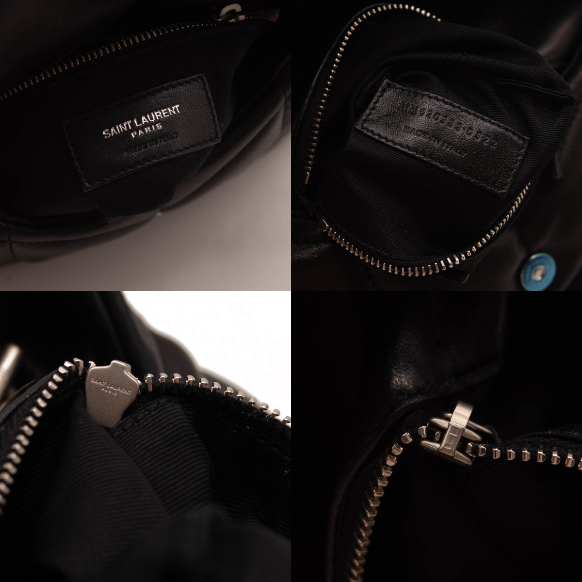 NEW Saint Laurent Lambskin Quilted Mini Loulou Puffer Monogram Chain Satchel Black