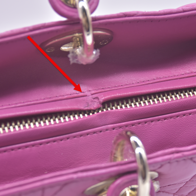 $7000 Damaged Christian Dior Lambskin Cannage Large Lady Dior Fuchsia CONSIGNMENT