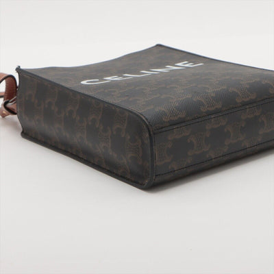 CELINE Triomphe Canvas Calfskin Mini Vertical Cabas Tan