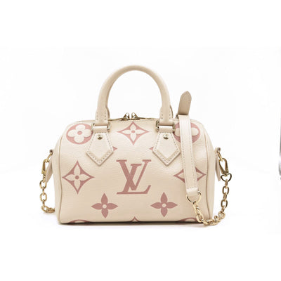 Louis Vuitton Empreinte Monogram Giant Speedy Bandouliere 20 Creme Rose Trianon RFID