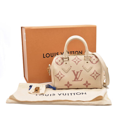 Louis Vuitton Empreinte Monogram Giant Speedy Bandouliere 20 Creme Rose Trianon RFID