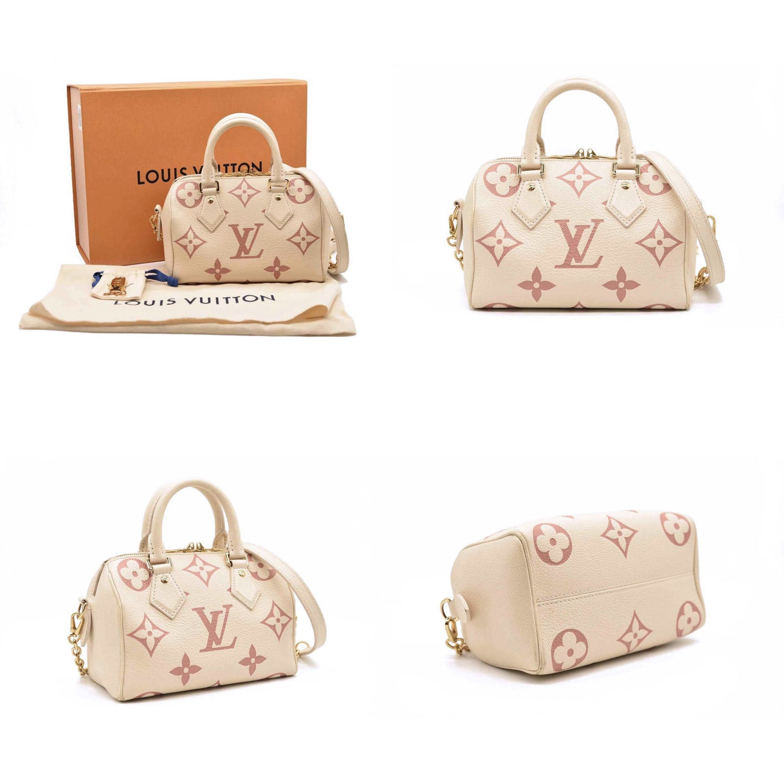 Louis Vuitton Empreinte Monogram Giant Speedy Bandouliere 20 Creme Rose Trianon RFID