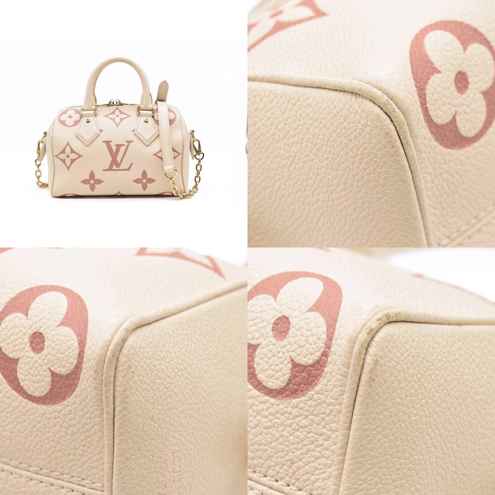 Louis Vuitton Empreinte Monogram Giant Speedy Bandouliere 20 Creme Rose Trianon RFID