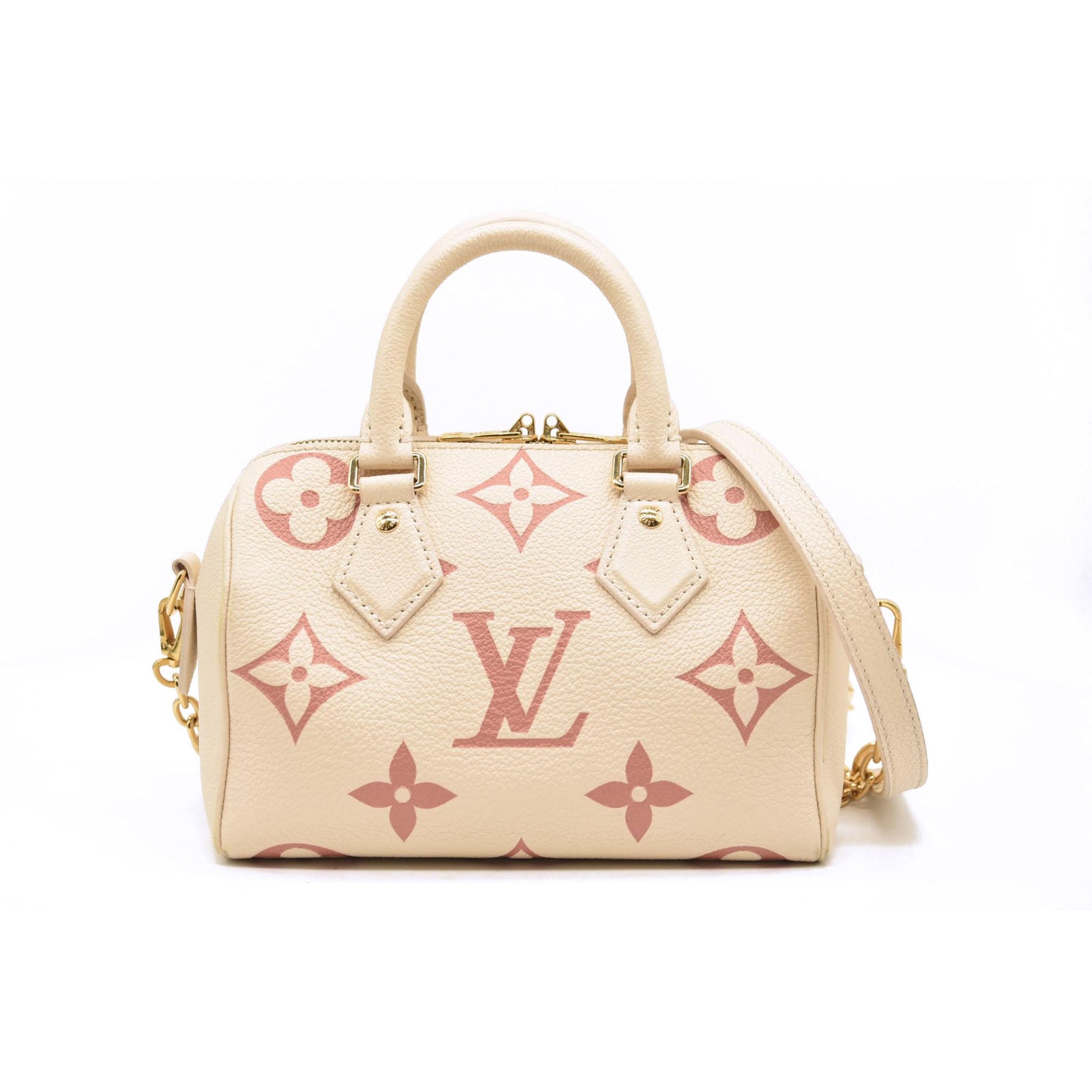 Louis Vuitton Empreinte Monogram Giant Speedy Bandouliere 20 Creme Rose Trianon RFID
