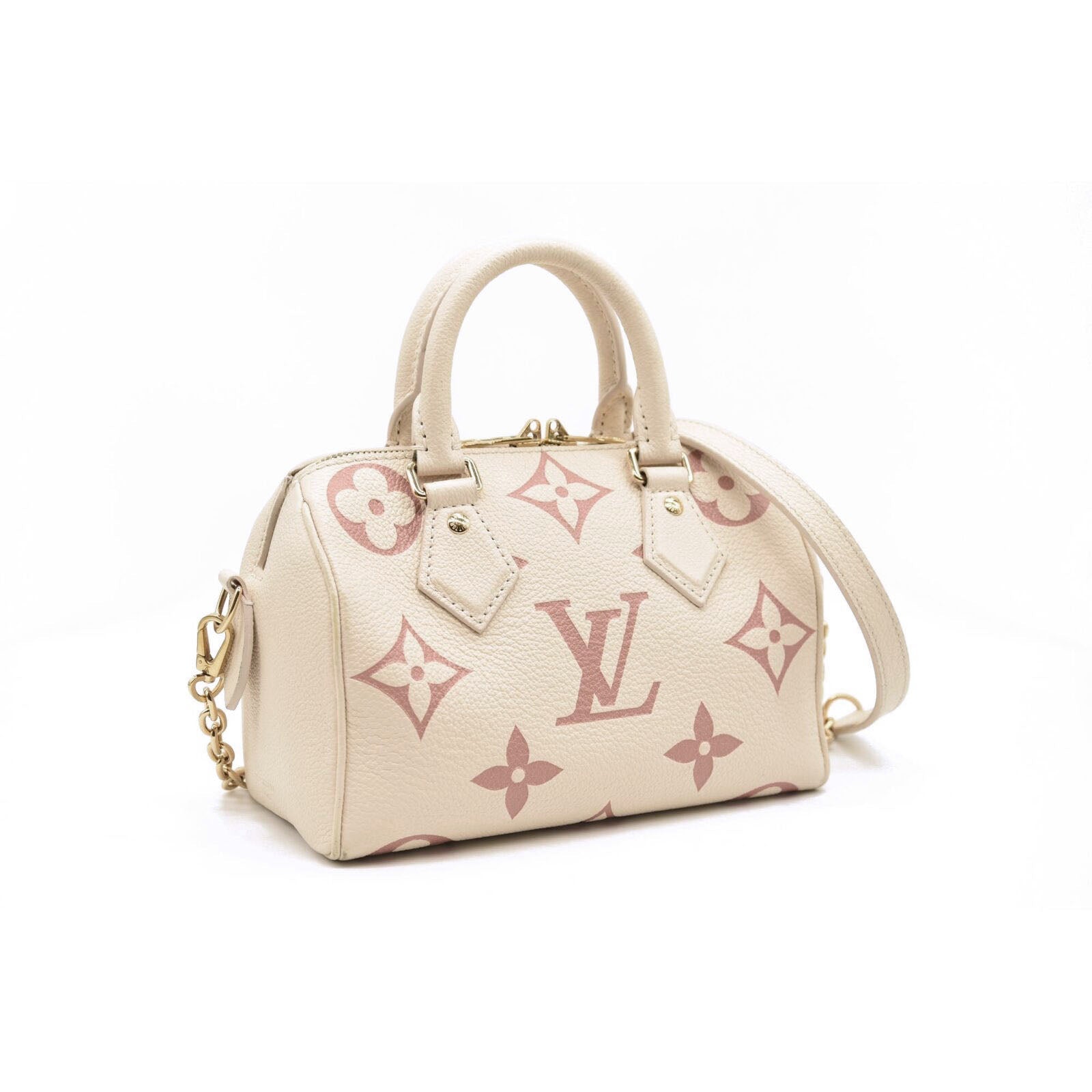 Louis Vuitton Empreinte Monogram Giant Speedy Bandouliere 20 Creme Rose Trianon RFID